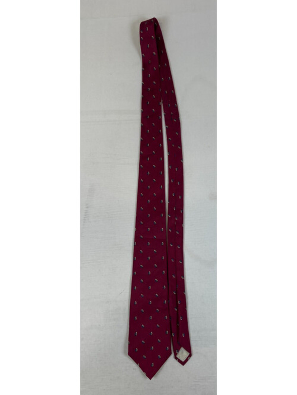 Christian Dior Men Burgundy All Silk Geometric Pattern Designer Necktie
